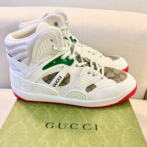 Gucci High Top Sneakers 'White Demetra Red' (87458055)